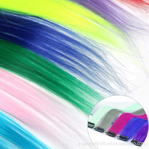 Clip Hair Synthetic Fiber Hair Extensions Hair Streaks Jewelry Clip Ponytails Long And Straight For Girls In Festival Party